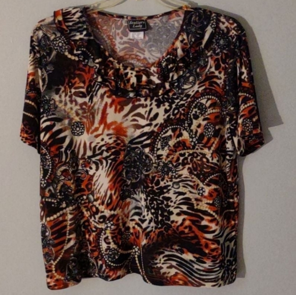 Southern Lady multicolor short sleeve blouse XL